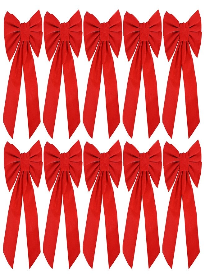 Good Old Values Red Velvet Christmas Bow 9-inch X 16-inch, 10 Pack of Holiday Bows - Image 1